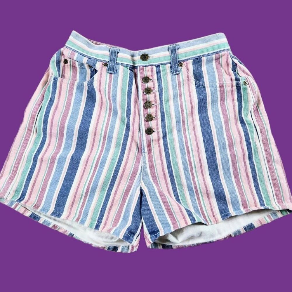 Vintage One Step Up Denim Button Up Shorts